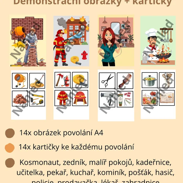Povolání - demonstrační obrázky + kartičky 1