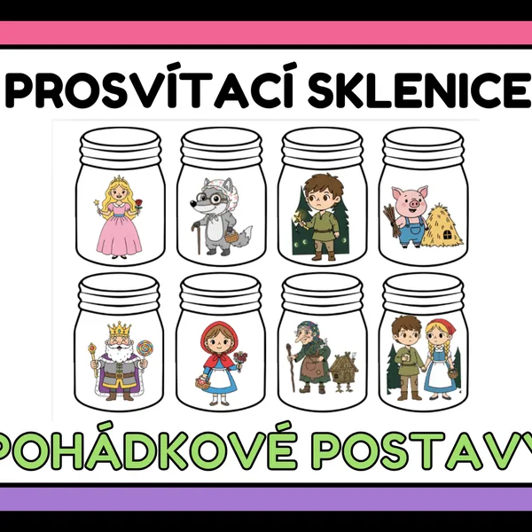 Prosvítací sklenice - Pohádkové postavy  1