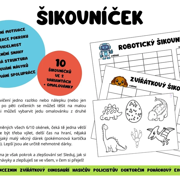 Šikovníček - motivační pracovní list  1
