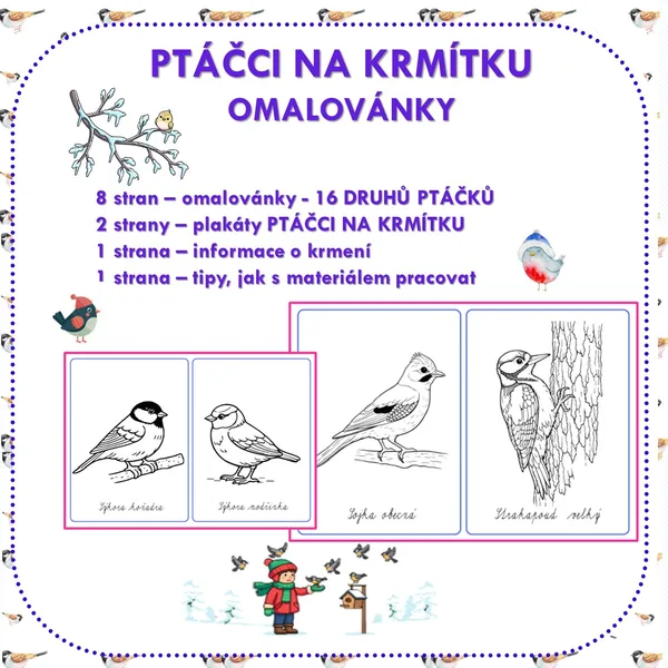 OMALOVÁNKY- PTÁČCI NA KRMÍTKU 1