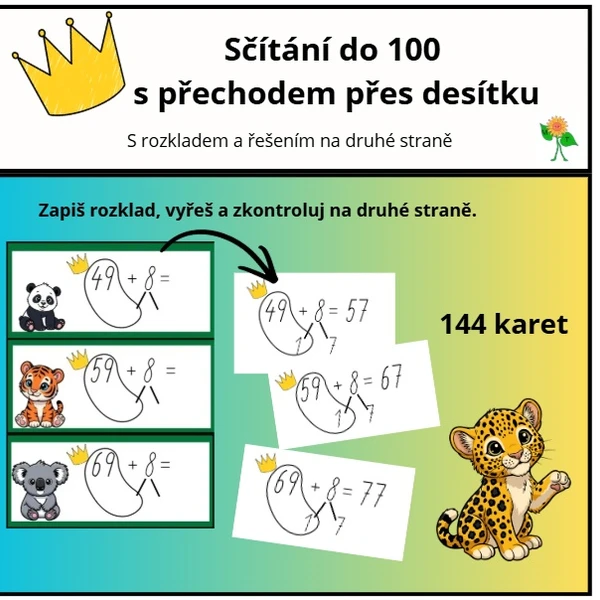Sčítání do 100 s přechodem přes desítku pomocí rozkladu 1