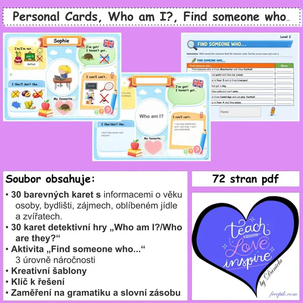 Personal Cards, Who am I, Find someone who… 1