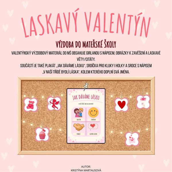 Valentýnská výzdoba do MŠ - Plakátky, girlanda s nápisem, obrázky 1