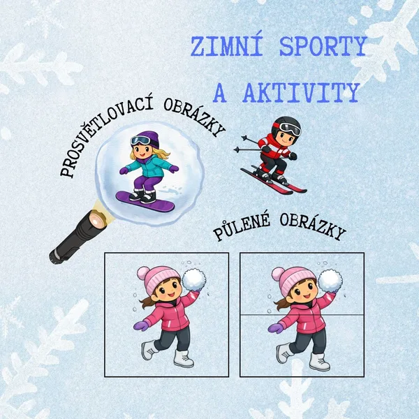 Zimní sporty a aktivity - prosvětlovací a půlené obrázky 1