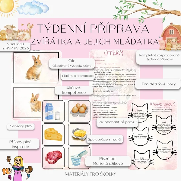 Týdenní příprava - Zvířátka a jejich mláďátka pro nejmenší 1