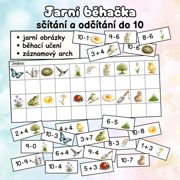 Jarní běhačka - sčítání a odčítání do 10 1