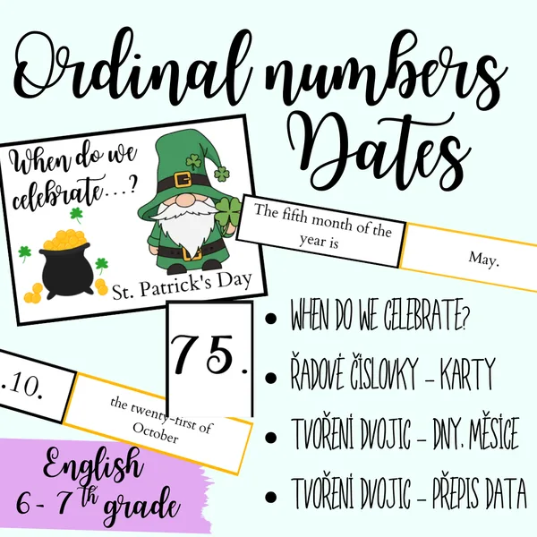 Řadové číslovky, psaní data / Ordinal numbers, dates 1