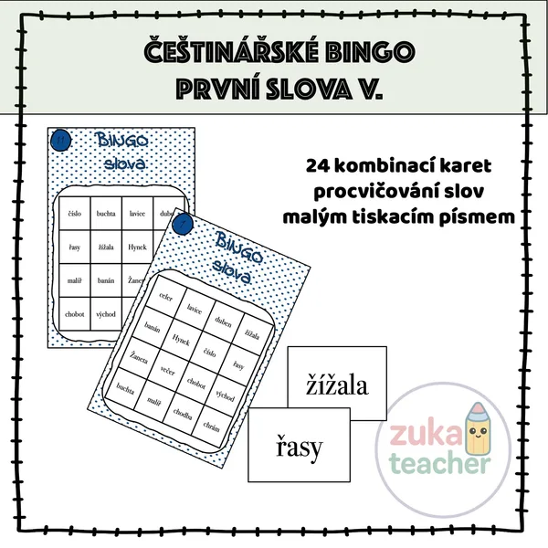 Češtinářské bingo - První slova V. 1