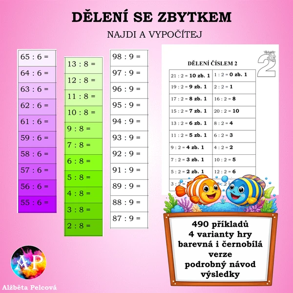 DĚLENÍ SE ZBYTKEM (najdi a vypočítej) 1