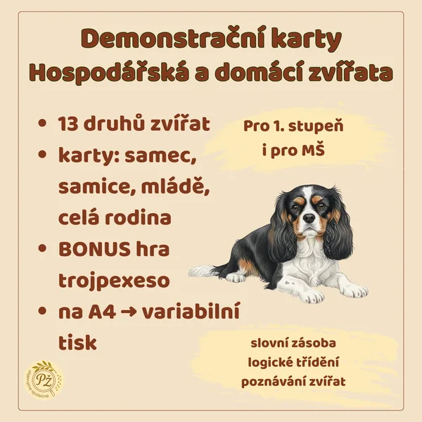 Demonstrační karty - Hospodářská a domácí zvířata, mláďata, trojpexeso 1