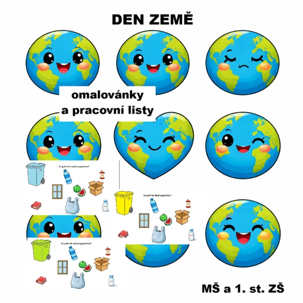 Den Země - třídění odpadu, pracovní listy 1
