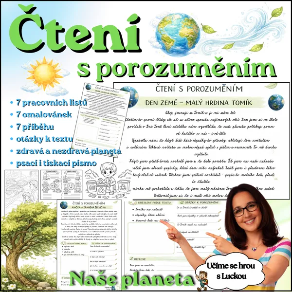 DEN ZEMĚ - ČTENÍ S POROZUMĚNÍM - pracovní listy, omalovánky, příběhy 1
