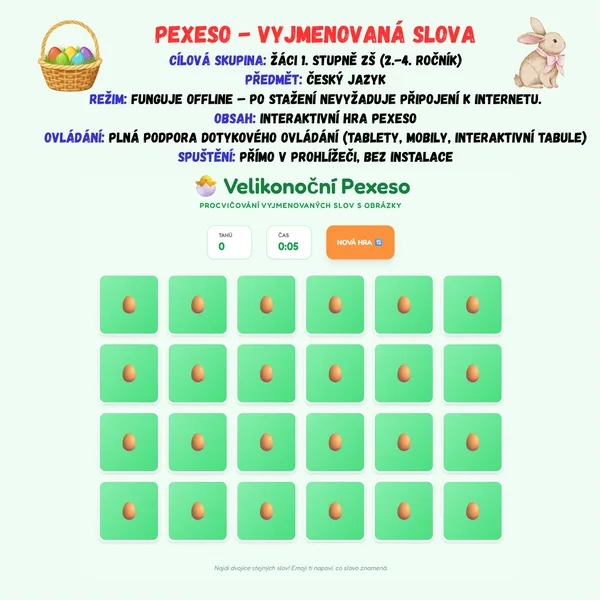 Velikonoční pexeso - Vyjmenovaná slova 1