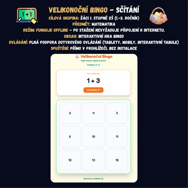 Velikonoční bingo - Sčítání 1