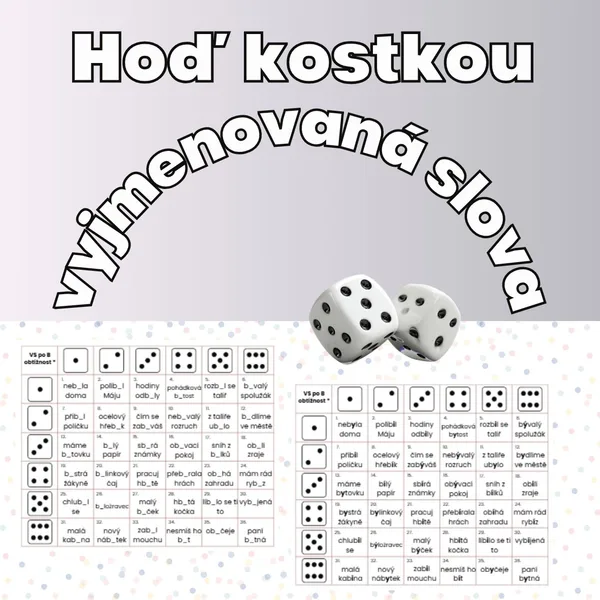Hra - Hoď kostkou - Vyjmenovaná slova 1