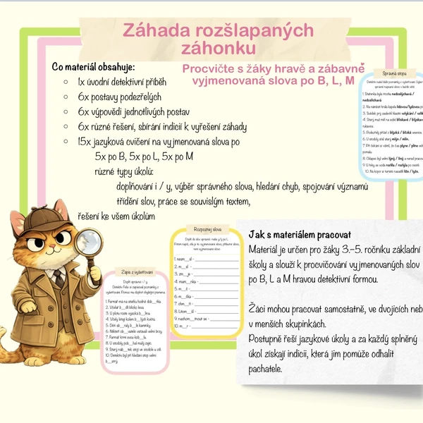 Kočičí detektiv, záhada rozšlapaných záhonků-vyjmenovaná slova po B, L, M  1