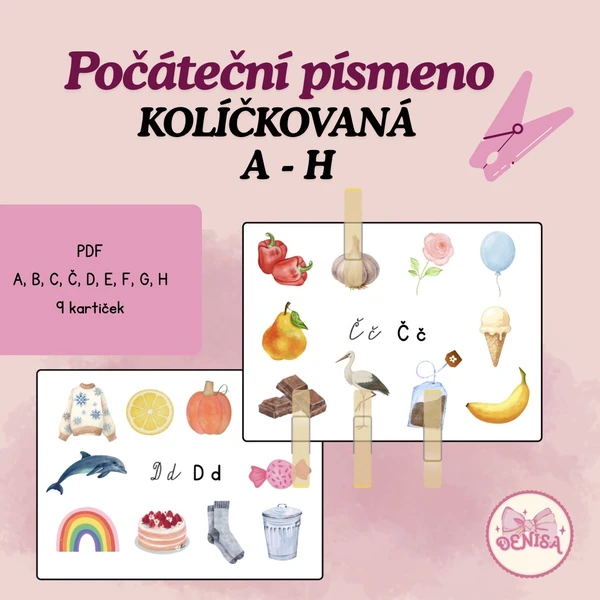 Počáteční písmena A - H kolíčkovaní 1