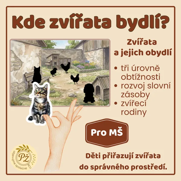 Kde zvířata bydlí? Zvířata a mláďata z farmy, prostředí, obydlí 1