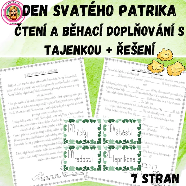 Den sv. Patrika - čtení a běhací doplňování s tajenkou 1