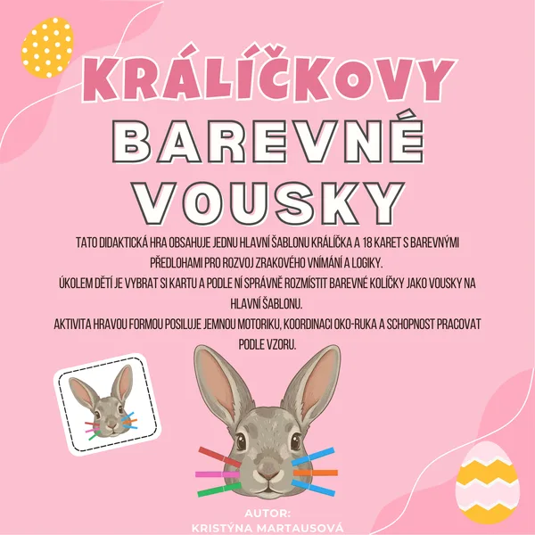 Králíčkovy barevné vousky - Kolíčkovaná s ušákem 1