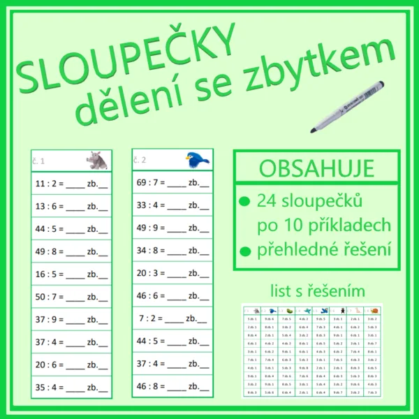 Sloupečky - dělení se zbytkem 1