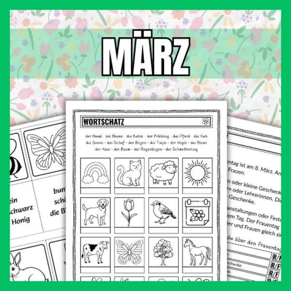 MÄRZ | Den žen, jaro, zvířata, přídavná jména 1