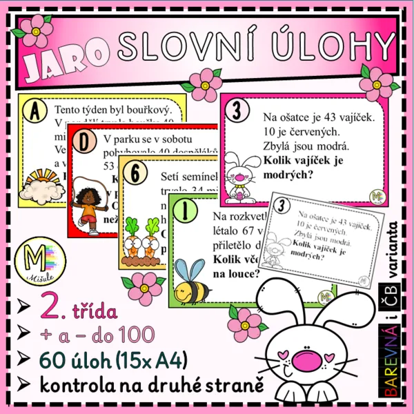 SLOVNÍ ÚLOHY - JARO - 2. TŘÍDA (+ A - DO 100) 1