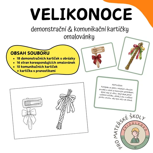 Velikonoce - demonstrační & komunikační kartičky + omalovánky  1