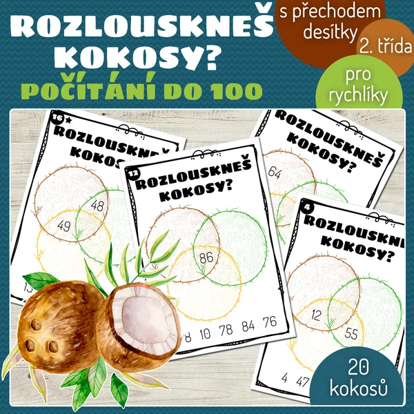 Rozlouskneš kokosy? Počítání do 100 pro rychlíky 1