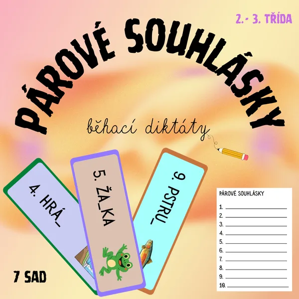 PÁROVÉ SOUHLÁSKY - běhací diktáty 1