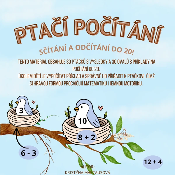 Ptáčci v hnízdech - Počítáme do 20 1