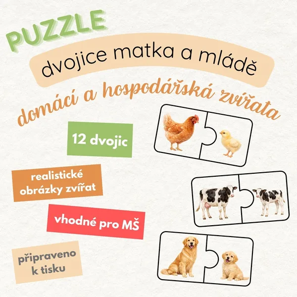 PUZZLE - Dvojice matka a mládě  1