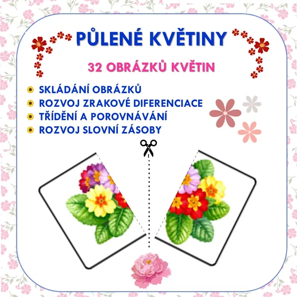 PŮLENÉ KVĚTINY - Skládání obrázků pro rozvoj zrakového vnímání 1