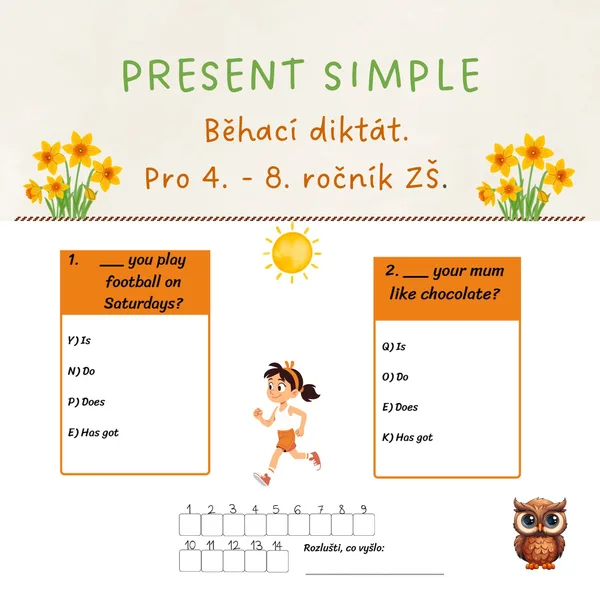 present simple - běhací diktát  1