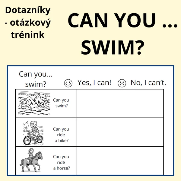 Dotazník CAN YOU ... SWIM? 1