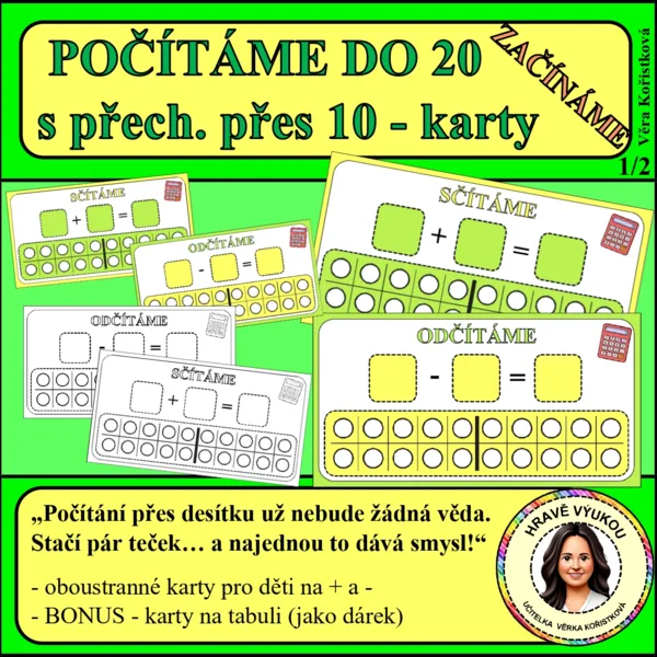 POČÍTÁME DO 20 s přech. přes 10 – karty – ZAČÍNÁME 1