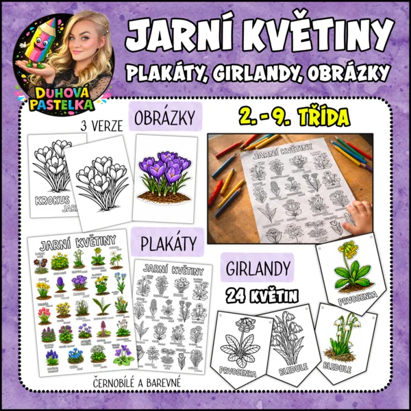 JARNÍ KVĚTINY - obrázky, vitráže, girlandy, plakáty 1
