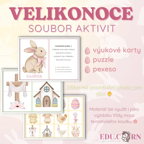 🐣 Velikonoční symboly – výukové karty, puzzle a pexeso 🌷 1