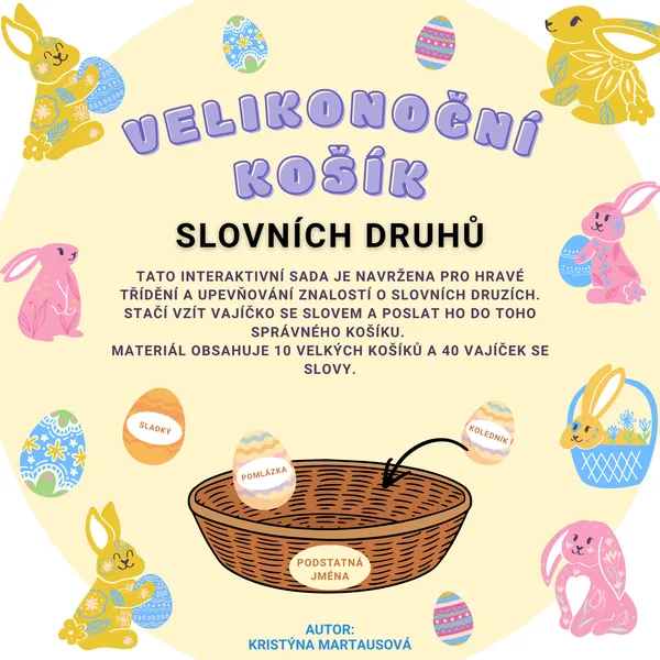 Velikonoční košík slovních druhů - Poznáváme slovní druhy 1