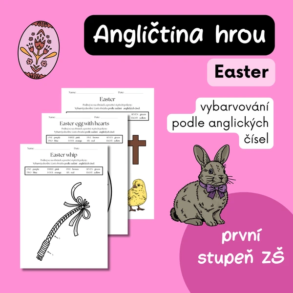 Angličtina hrou – Velikonoce - Easter - vybarvování podle čísel 1