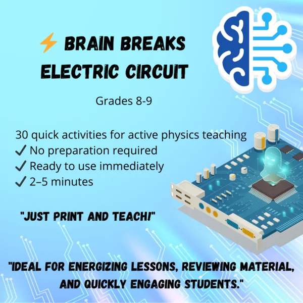 Electric Circuit Brain Breaks | 30 Quick Physics Activities | No-Prep Review 1