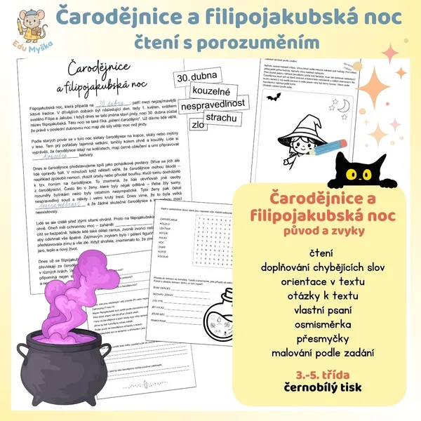 Čtení s porozuměním ČARODĚJNICE A FILIPOJAKUBSKÁ NOC 1
