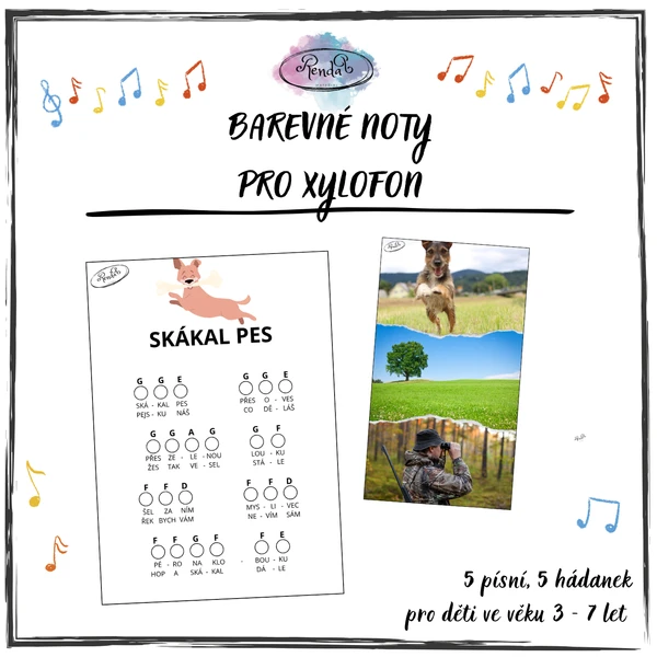 Barevné noty pro xylofon 1
