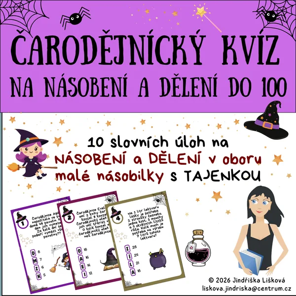 Čarodějnický kvíz na NÁSOBENÍ a DĚLENÍ v oboru malé násobilky 1