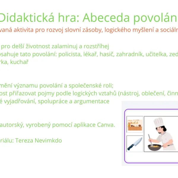 Abeceda povolání - didaktická hra 1