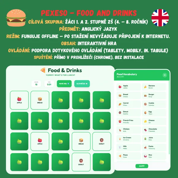 Pexeso - Food in English 1