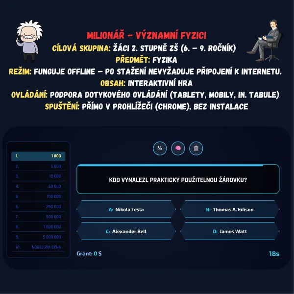 Milionář - Významní fyzici 1