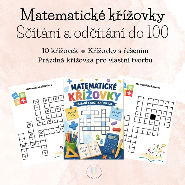 Matematické křížovky - Sčítání a odčítání do 100 1