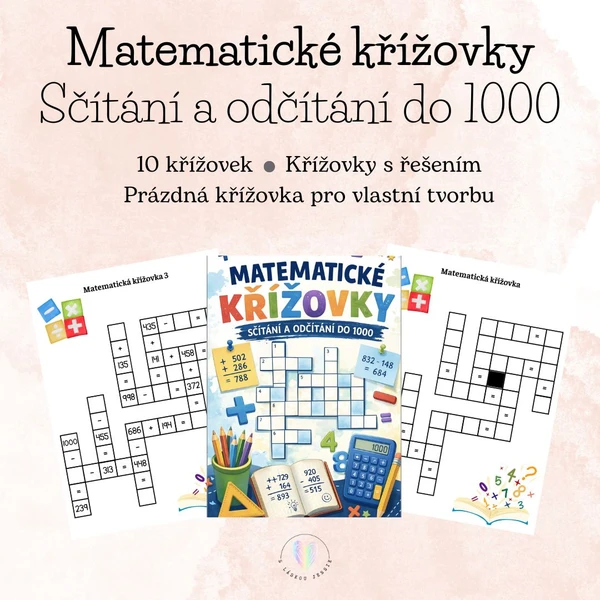 Matematické křížovky - Sčítání a odčítání do 1000 1
