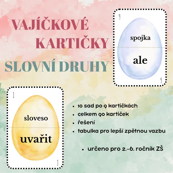 Vajíčkové kartičky - slovní druhy 1